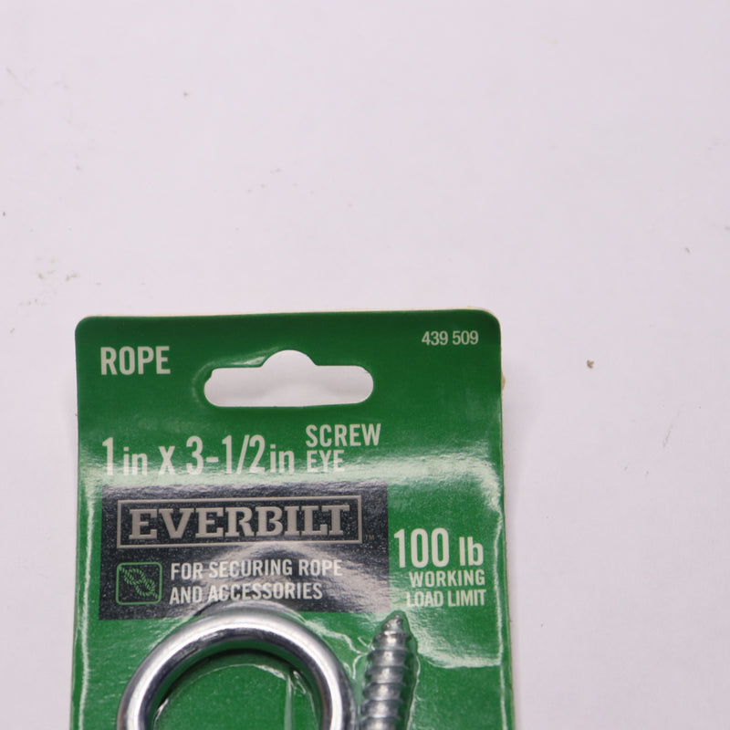 (2-Pk) Everbilt Screw Eye Steel Zinc-Plated 1" x 3-1/2" 439 509