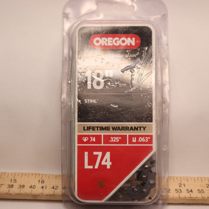 Oregon Chainsaw Chain Replacement Metal 74-Drive Links .325" Pitch .063" Gauge