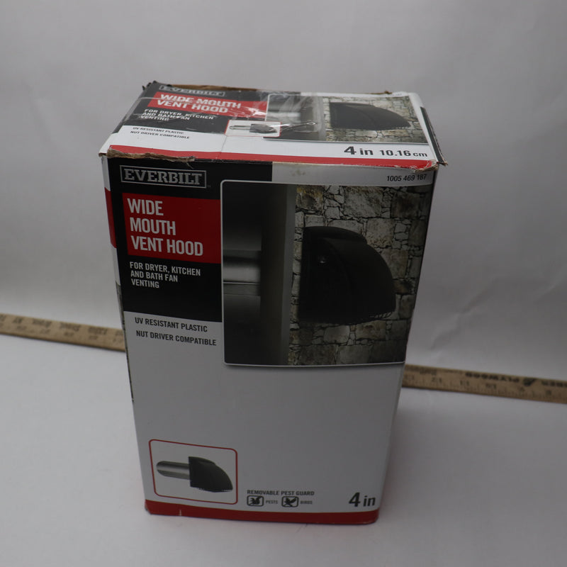 Everbilt Wide Mouth Dryer Vent Hood Black 4" BPMH4BLKHD6