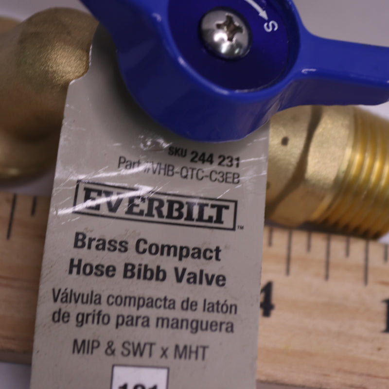 Everbilt Hose Bibb MPT x MHT Brass 1/2" x 1/4" Turn 244 231