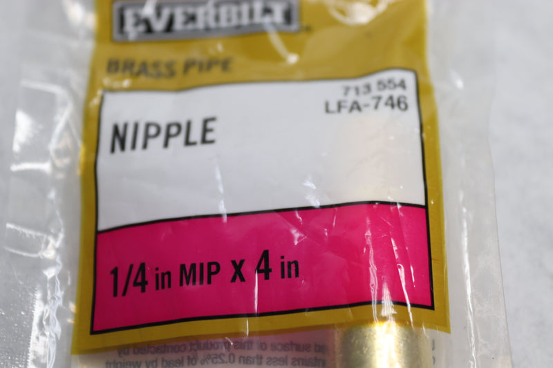 Everbilt Nipple Fitting Brass 1/4" x 4" MIP LFA-746