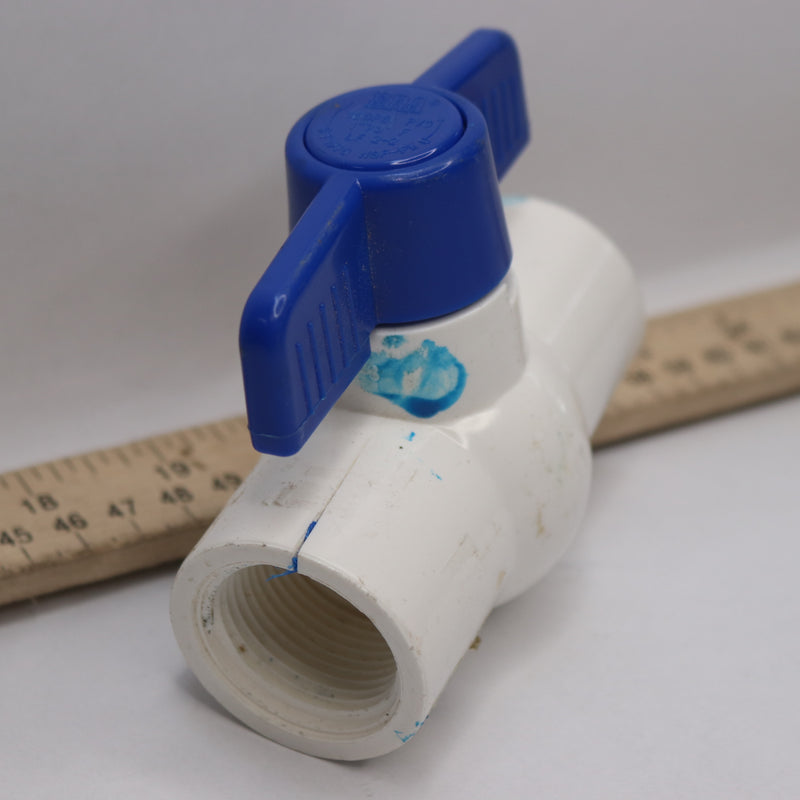 Everbilt Threaded Ball Valve PVC Sch40 232 807-Has Some Blue Paint on It