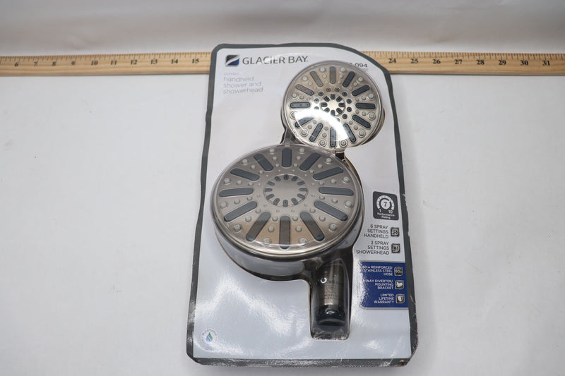 Glacier Bay 6-Spray Hand Shower and Showerhead Combo Kit in Brushed Nickel