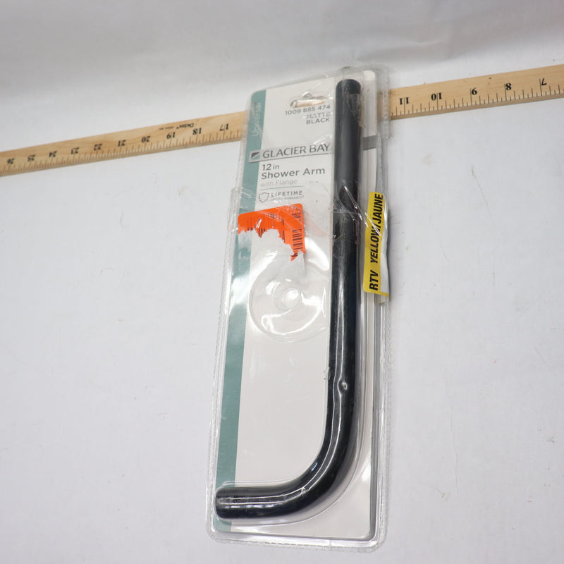 Glacier Bay Rain Shower Arm Matte Black 12" 1009 685474