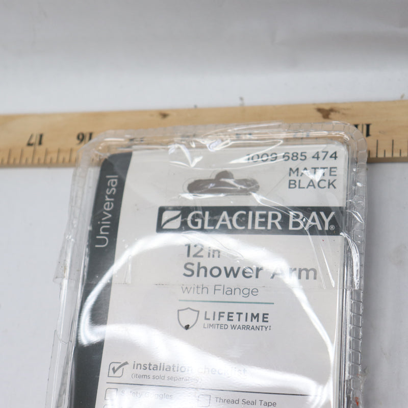 Glacier Bay Rain Shower Arm Matte Black 12" 1009 685474