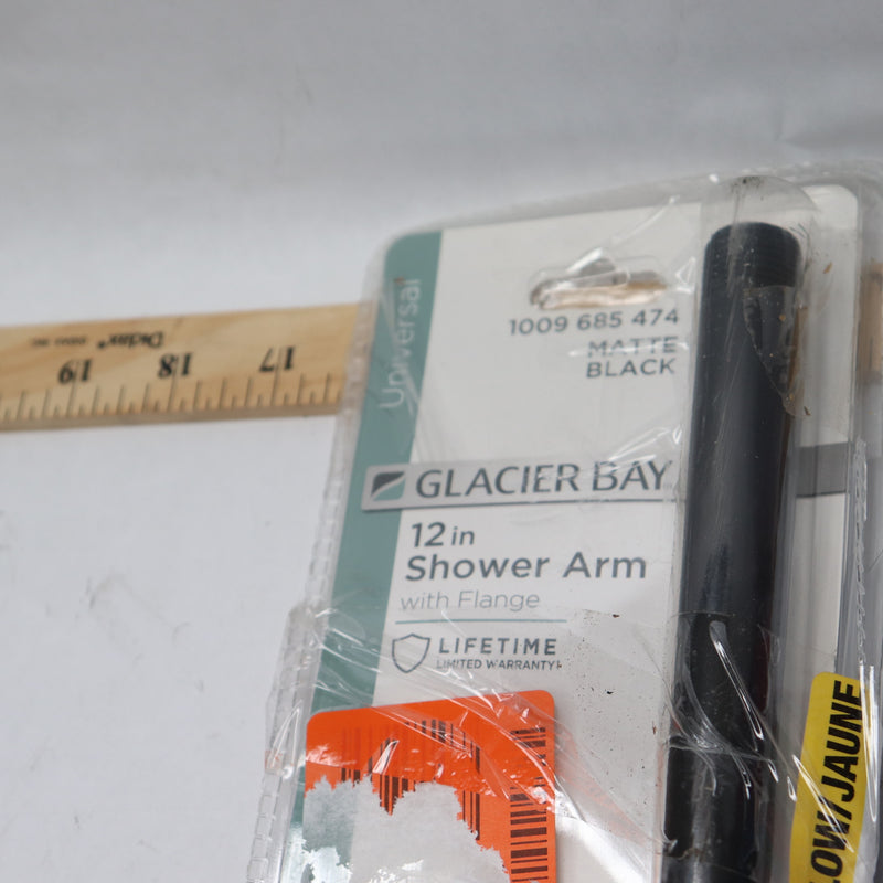 Glacier Bay Rain Shower Arm Matte Black 12" 1009 685474