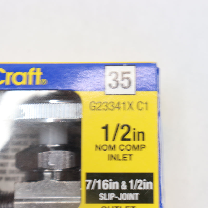 Brasscraft Shut-Off Valve Lead Angle Chrome 7/16" & 1/2" x 5/8" OD G23341X C1