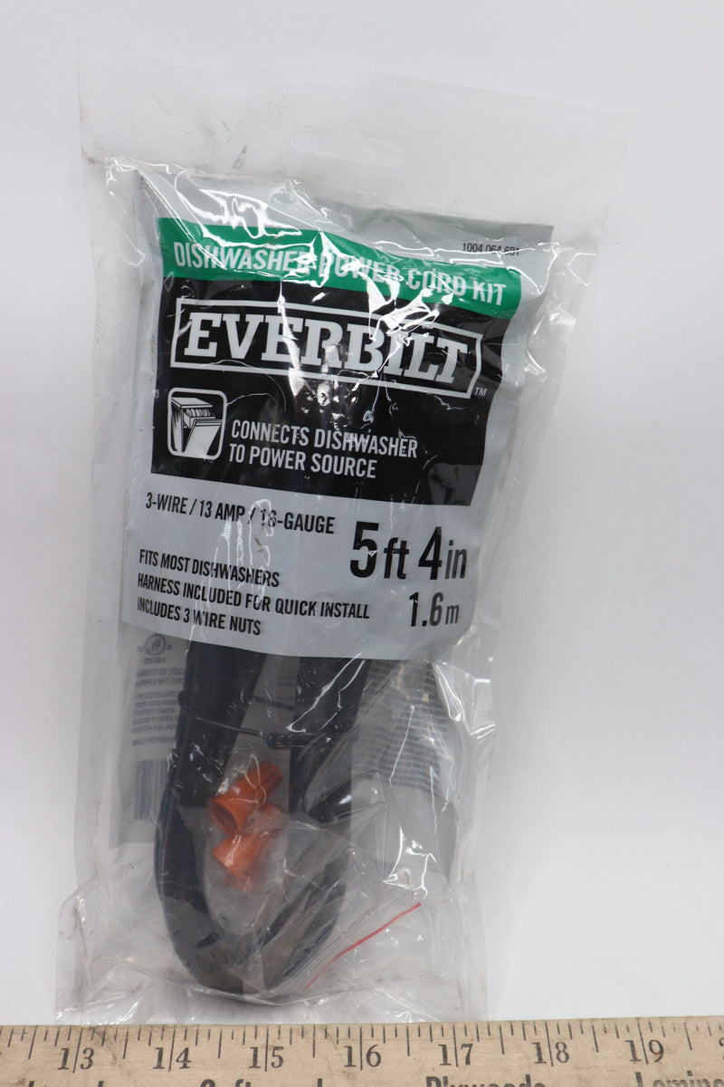 Everbilt Dishwasher Power Cord Kit Black 3 wire 13 AMp 16 Gauge 5' x 4" 98250