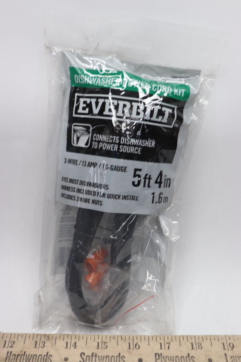 Everbilt Dishwasher Power Cord Kit Black 3 wire 13 AMp 16 Gauge 5' x 4" 98250