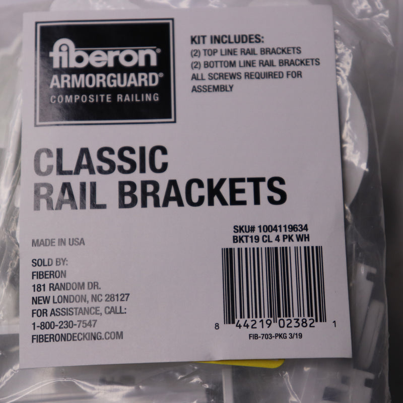 Fiberon Classic Line Rail Hardware Kit White Plastic 1004119634