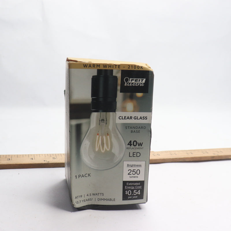 Feit A19 LED with Standard Medium Base Clear Glass 40-Watt AT19