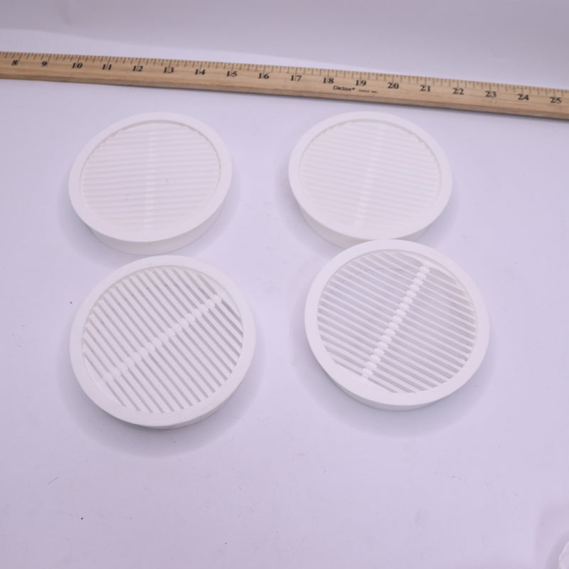 (4-Pk) Master Flow 4 in. Resin Circular Mini Wall Louver Soffit Vent in White