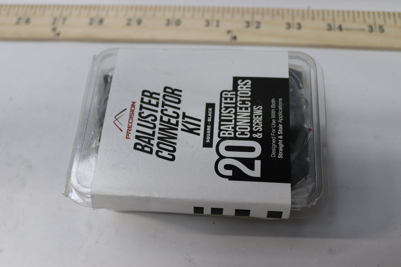 (20-Pk) Precision Square Baluster Connectors Plastic Black BALCON-SB
