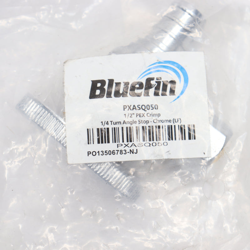 Bluefin Angle Stop Valve Lead Free 1/4 Turn 1/2" PEX x 3/8" OD Comp PXASQ050