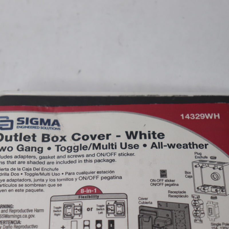 Sigma Weatherproof Outlet Box Cover White 2-Gang 14329WH