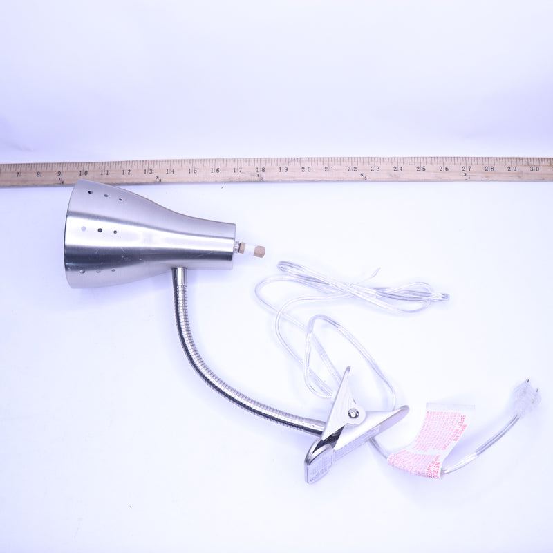 Hampton Bay 13-7/8 in. Satin Chrome Clip Lamp