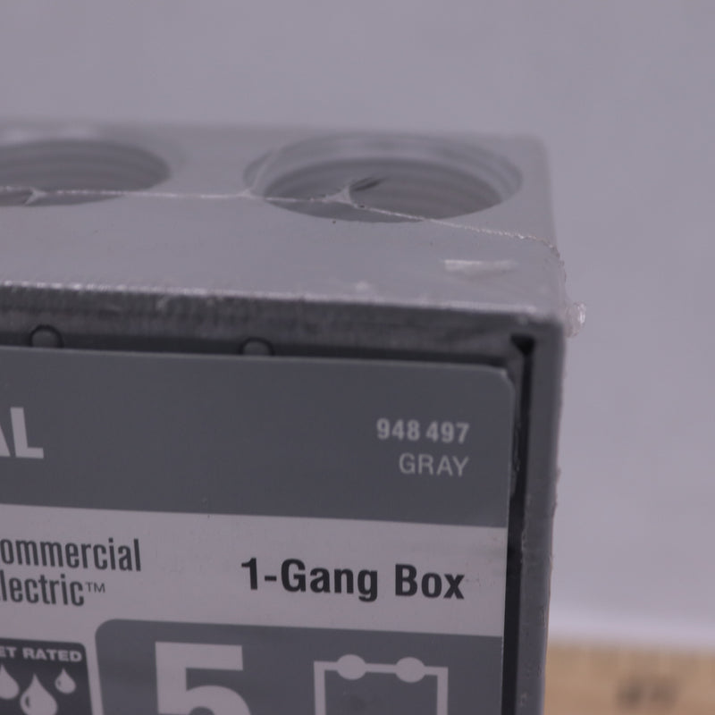 Commercial Electric Weatherproof Box Gray 1-Gang 3/4 Holes 948 497
