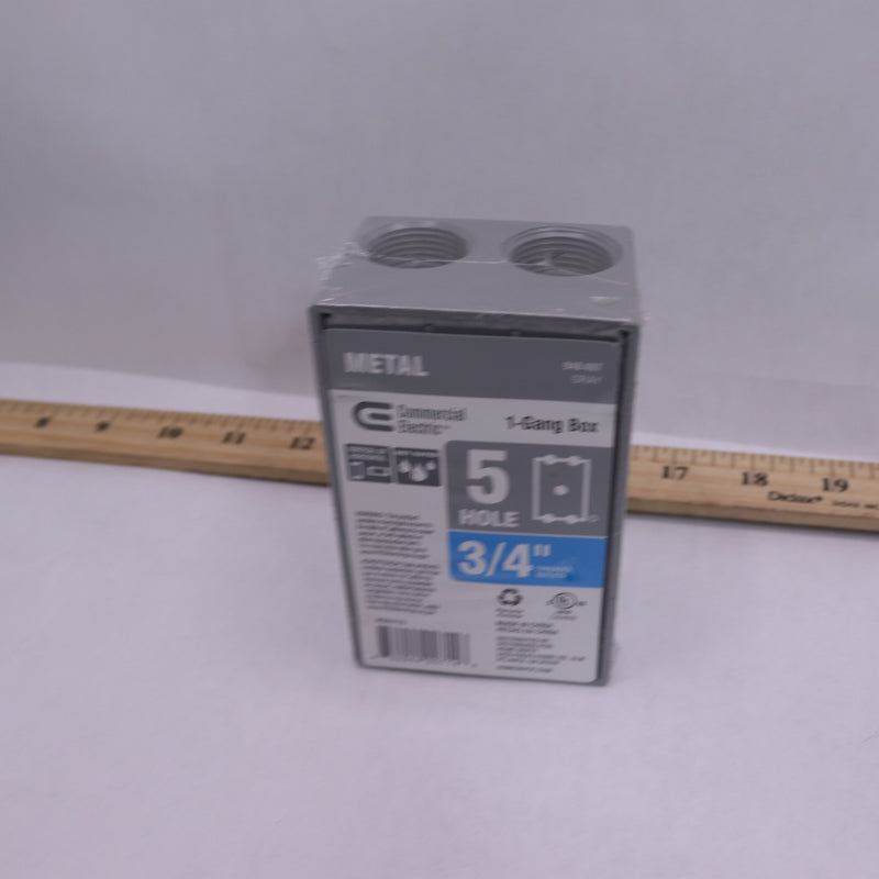 Commercial Electric Weatherproof Box Gray 1-Gang 3/4 Holes 948 497