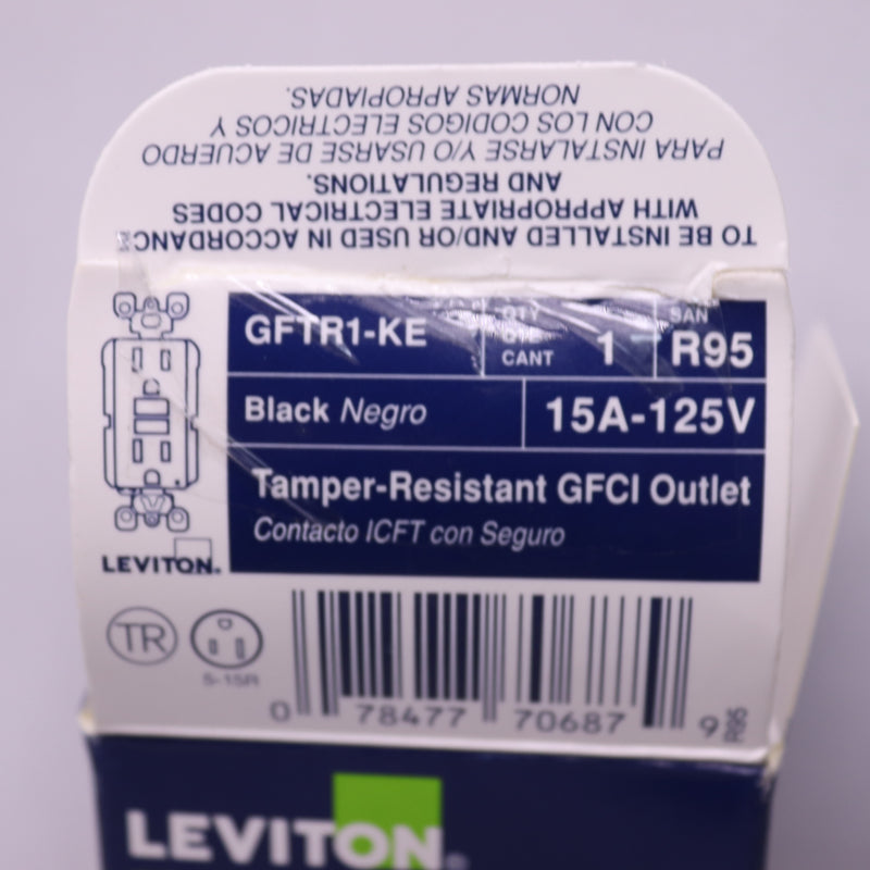 Leviton Tamper-Resistant GFCI Receptacle Black 15A GFTR1-0KE