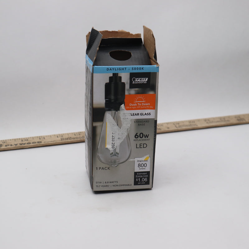 Feit Electric ST19 Dusk to Dawn Light Bulb 60W Clear Glass Daylight