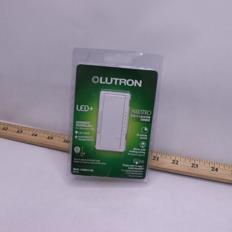 Lutron Dimmer Switch White IP00 3-Way 1-Pole 1.25A 120V MACL-153MLH-WH