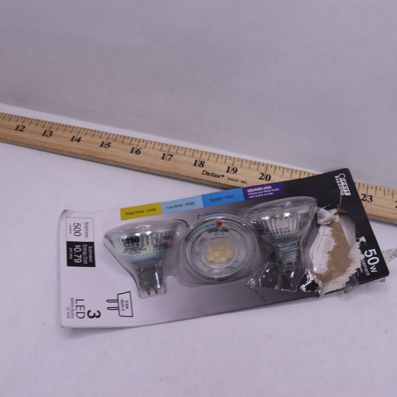 (3-Pk) Feit Electric Bi-Pin Dim Track Light LED Flood Light Bulbs 12V MR16 50W