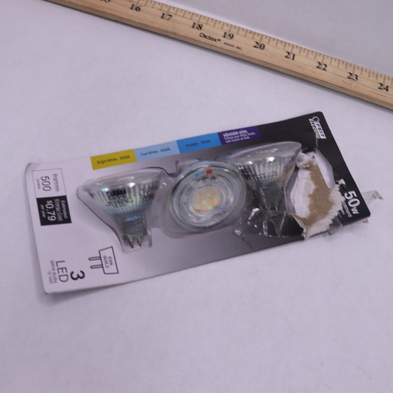 (3-Pk) Feit Electric Bi-Pin Dim Track Light LED Flood Light Bulbs 12V MR16 50W