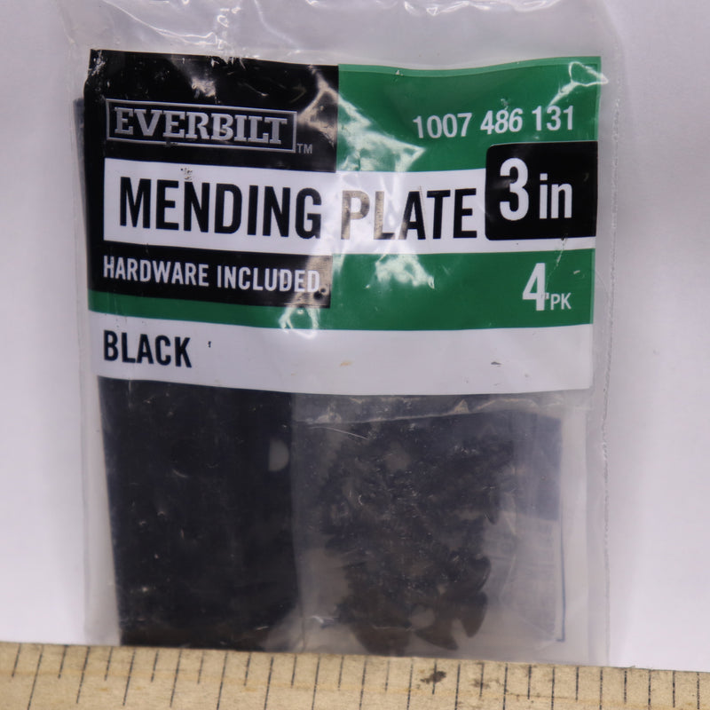 (4-Pk) Everbilt Mending Plate Steel Black 3" 1007 486 131