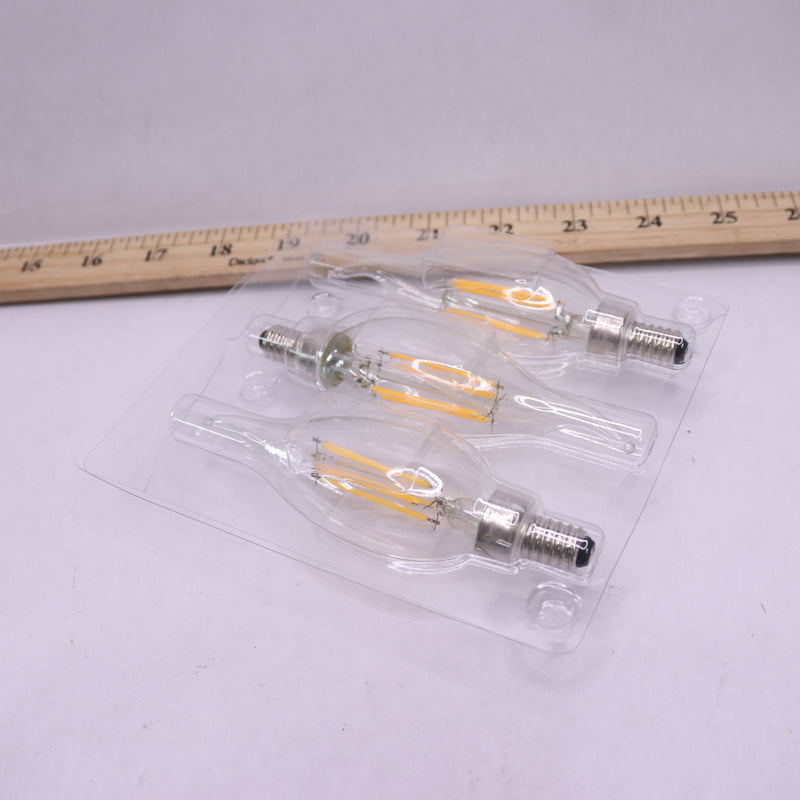 (3-Pk) EcoSmart  Flame Bent Tip Candelabra LED Vintage Edison Light Bulb