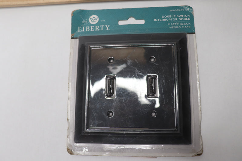 Liberty Double Switch Cover Plate Metal Flat Black W10085-FB-UH