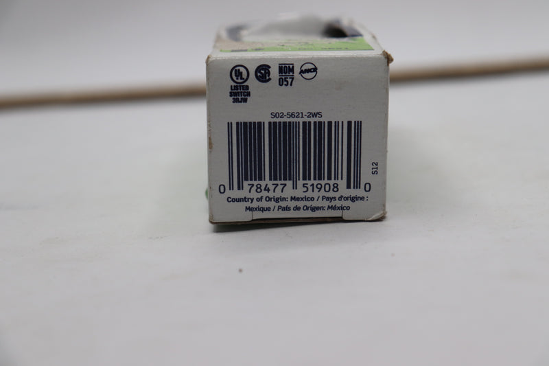 Leviton Decora Plus Rocker AC Quiet Switch 1P 20A 120/277V S02-5621-2WS