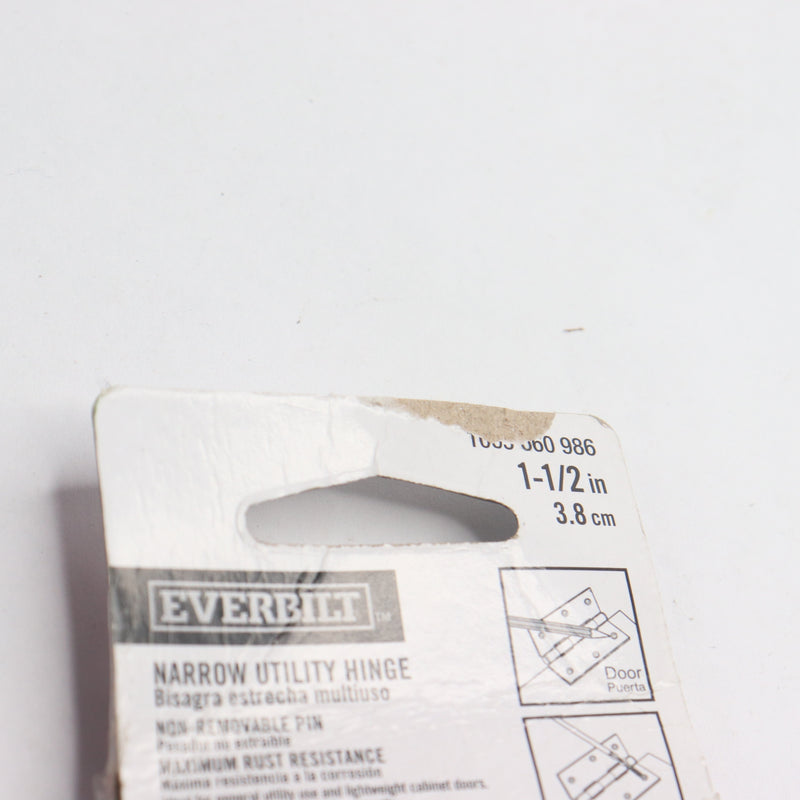 (2-Pk) Everbilt Narrow Utility Hinges Stainless Steel 1-1/2" 1005660986