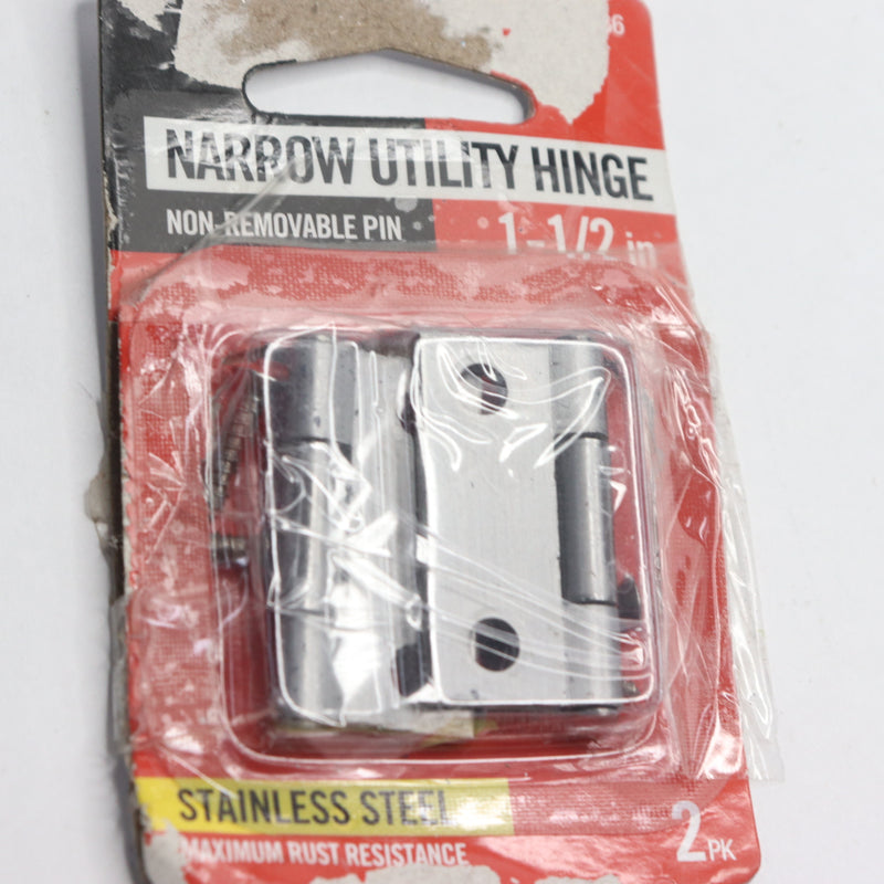 (2-Pk) Everbilt Narrow Utility Hinges Stainless Steel 1-1/2" 1005660986