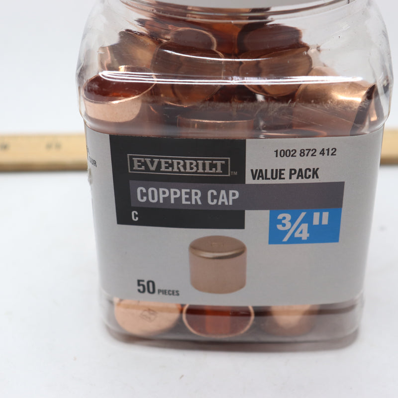 (50-Pk) Everbilt Tube Cap Fitting Pro Pack Copper 3/4" x 3/4" 1002 872 412