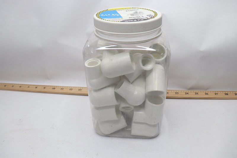 (27-Pk) Charlotte Pipe 90-Deg Elbow PVC White Sch 40 3/4" x 1/2" Socket x FPT