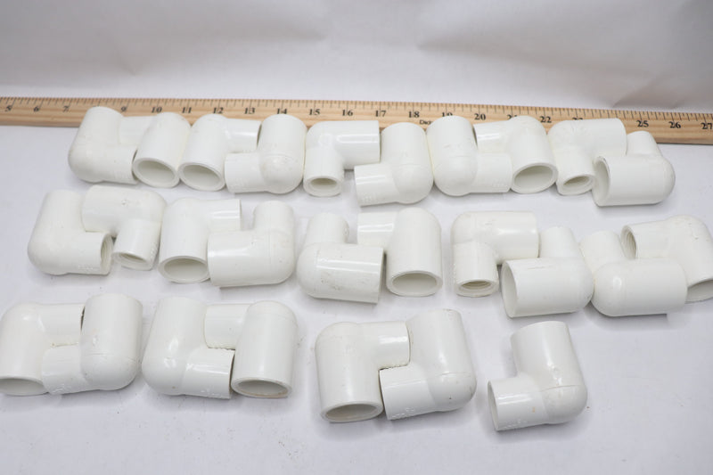 (27-Pk) Charlotte Pipe 90-Deg Elbow PVC White Sch 40 3/4" x 1/2" Socket x FPT