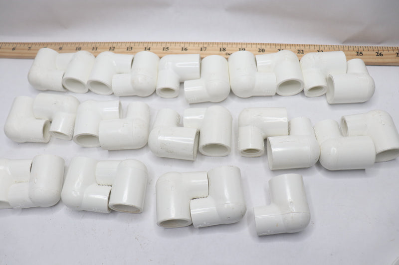 (27-Pk) Charlotte Pipe 90-Deg Elbow PVC White Sch 40 3/4" x 1/2" Socket x FPT