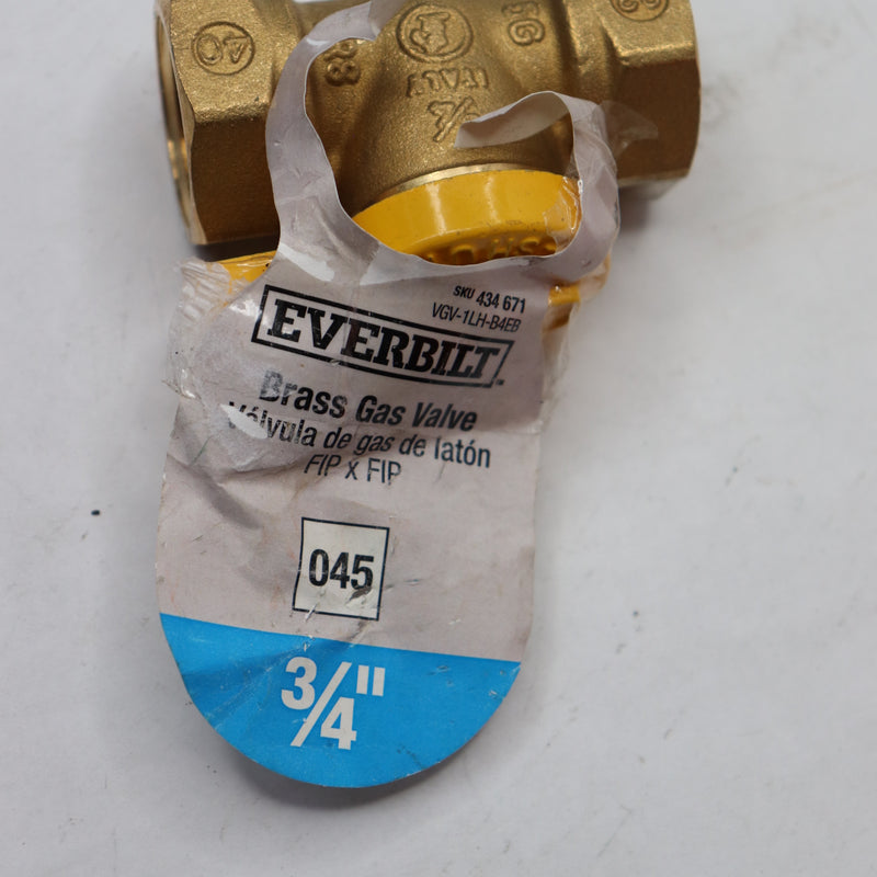 Everbilt Lever Handle Gas Ball Valve Brass 3/4" FPT x FPT VGV1LHB4EB