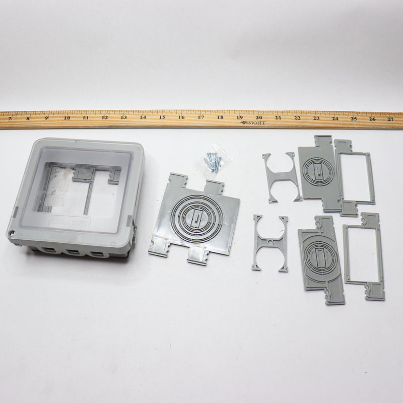 Receptacle Cover 2-Gang Extra Duty Non-Metallic Low Profile - Complete