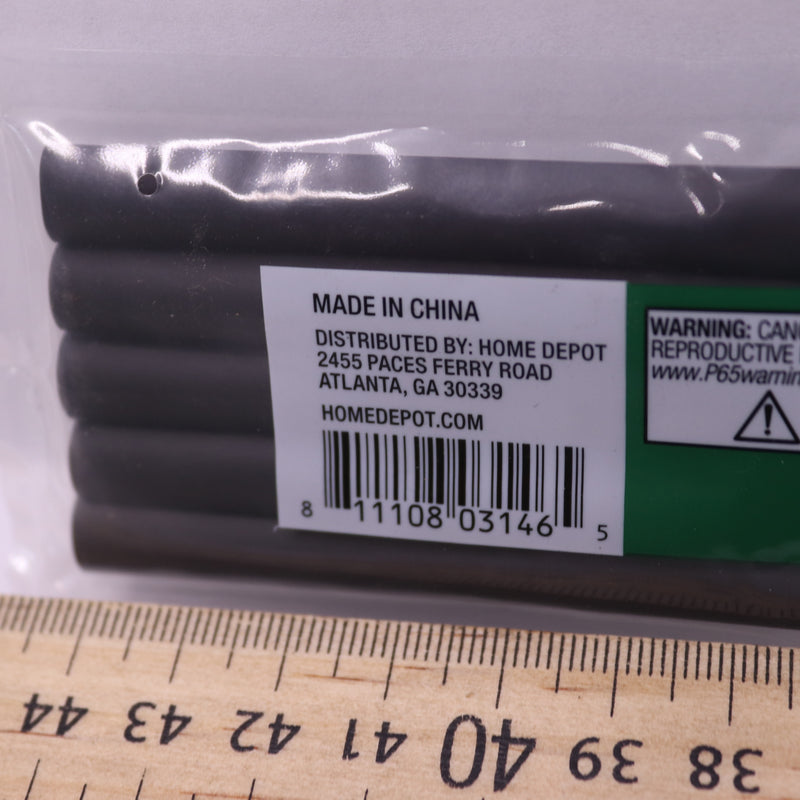 (5-Pk) Commercial Electric Heat Shrink Tubing Polyolefin Black 1/4" HS-250B