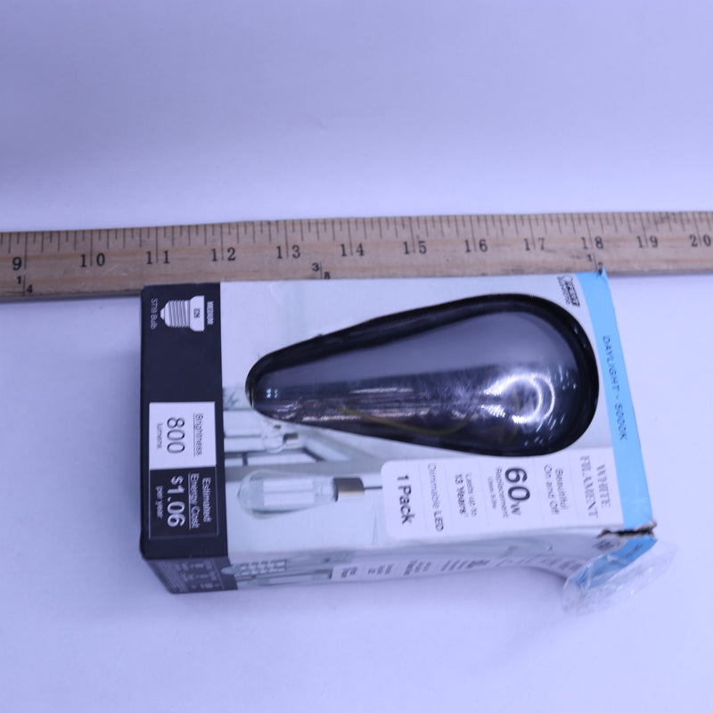 Feit Electric Dimmable Edison LED Light Bulb Clear Glass Daylight 5000K 60W
