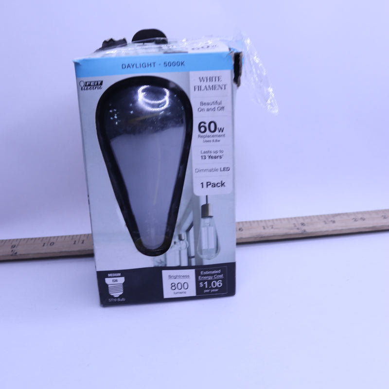 Feit Electric Dimmable Edison LED Light Bulb Clear Glass Daylight 5000K 60W