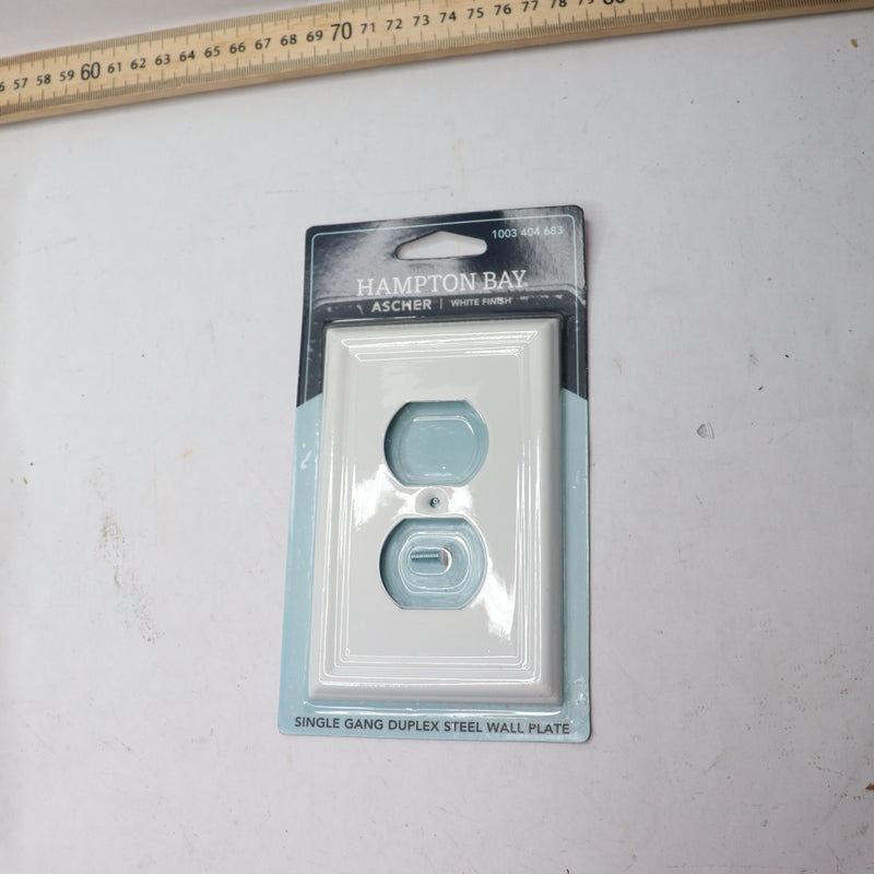 (8-Pk) Hampton Ascher 1 Gang Duplex Wall Plate Steel White 149DWHB