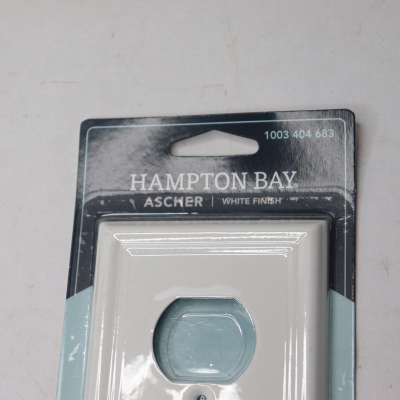 (8-Pk) Hampton Ascher 1 Gang Duplex Wall Plate Steel White 149DWHB