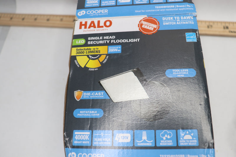 Halo Outdoor Dusk-to-Dawn LED Floodlight Fixture 120-Watt Bronze TGS3S401DSRB