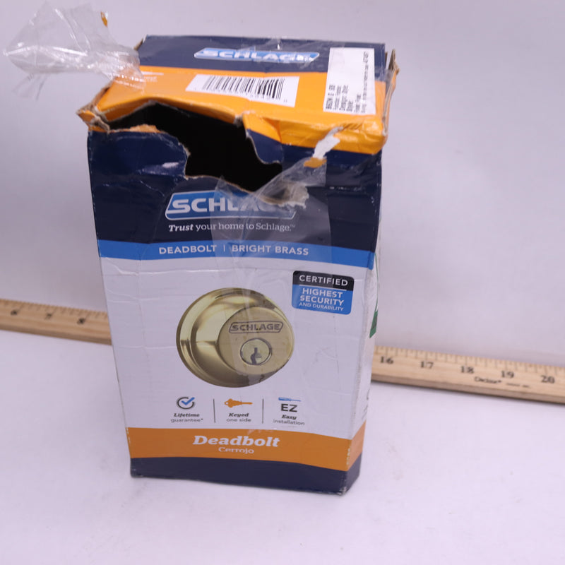 Schlage Single Cylinder Deadbolt Set Bright Brass B60NV505