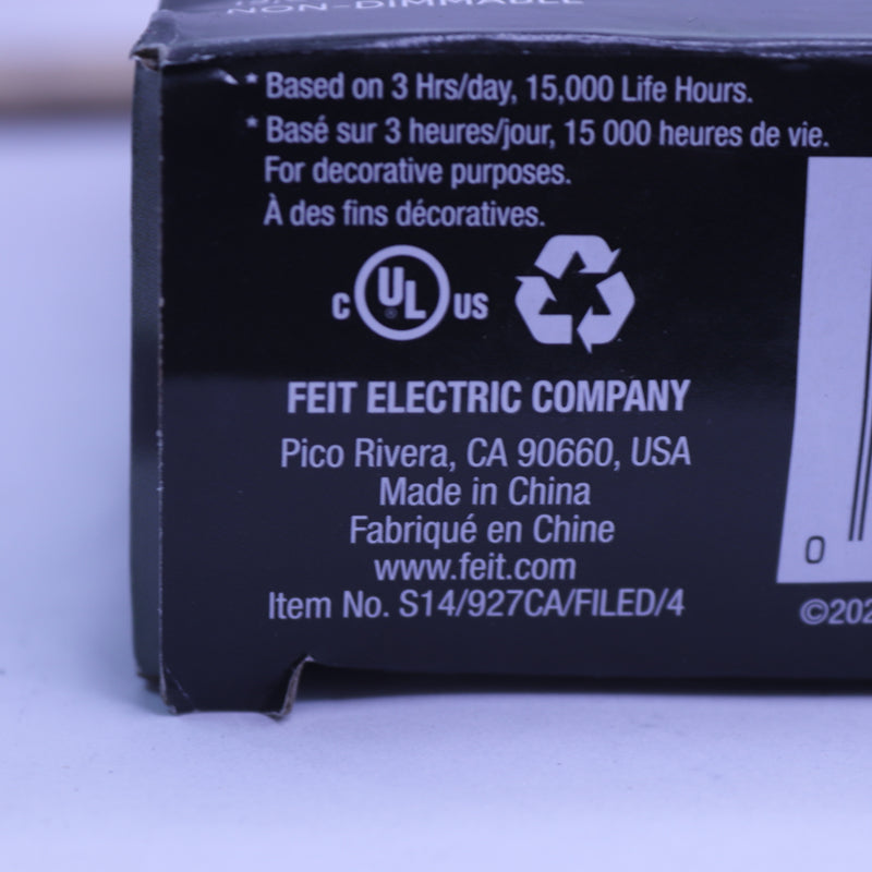 (4-Pk) Feit Electric LED Bulb 1W 70 Lm 2700K S14/927CA/FILED/4