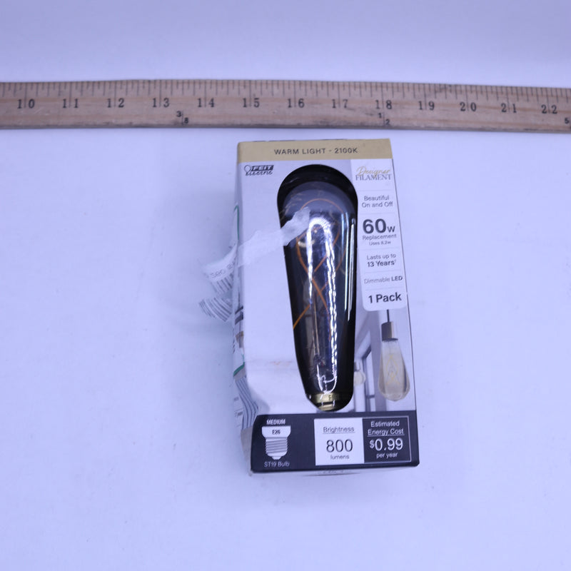 Feit Electric Dimmable Vintage LED Light Bulb Warm White ST19 E26 2100K 60W