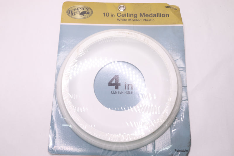 Hampton Bay Ceiling Medallion White Molded Plastic 10" with 4" Center Hole 82245