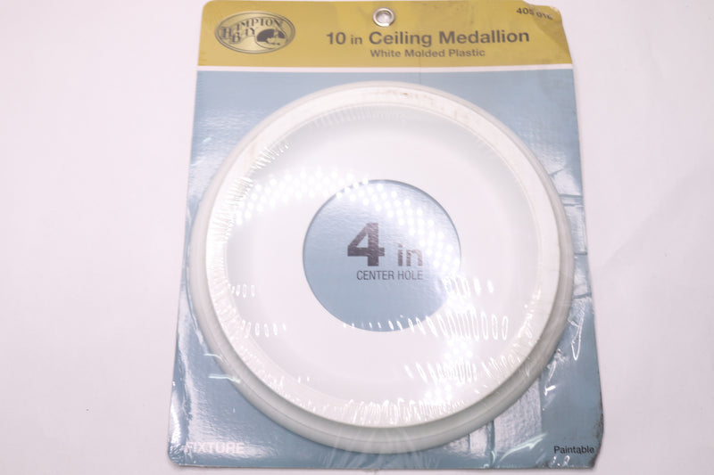 Hampton Bay Ceiling Medallion White Molded Plastic 10" with 4" Center Hole 82245